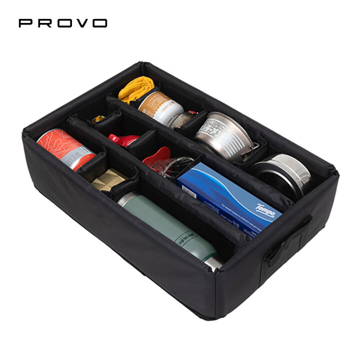 酷麦装备（PROVO）铝镁合金银色折叠桌箱车载拉杆户外露营收纳箱 MS-03魔术贴内衬收纳包(1个)