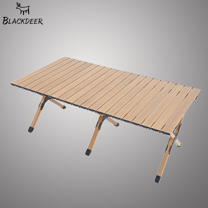 黑鹿（BLACKDEER） 户外折叠桌木纹蛋卷桌便携桌椅套装野餐烧烤桌子露营桌轻便桌 木纹色120CM
