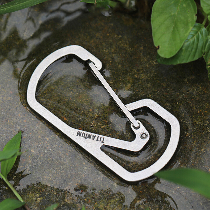 Ti artisan/钛工匠户外钛挂扣金属快挂钥匙扣腰带扣便携登山多功能EDC工具扣 Ta6367W双向开口钛合金挂扣石洗