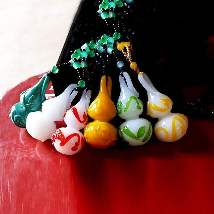 凭霄淄博琉璃葫芦 博山琉璃鸡油黄葫芦项链吊坠手工琉璃古法工艺情侣