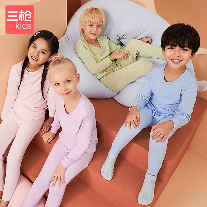 【三枪29244D1】三枪童装 THREEGUN KIDS 舒肤软棉女童儿童圆领长袖内衣套装 29244D1 女童草莓粉 150【行情 报价 ...