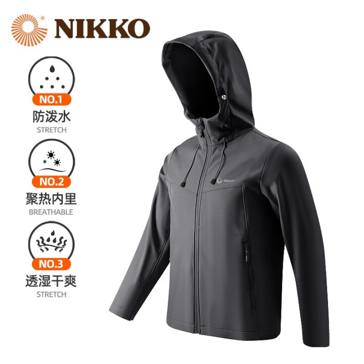 日高（NIKKO）新款户外软壳衣男 秋冬防风防水外套女登山服...