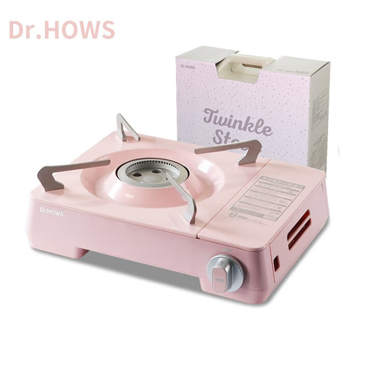 Dr.HOWS 韩国进口卡式炉户外便携式炉具野餐炉便携露营野炊家用火锅炉子 粉色（配收纳箱）