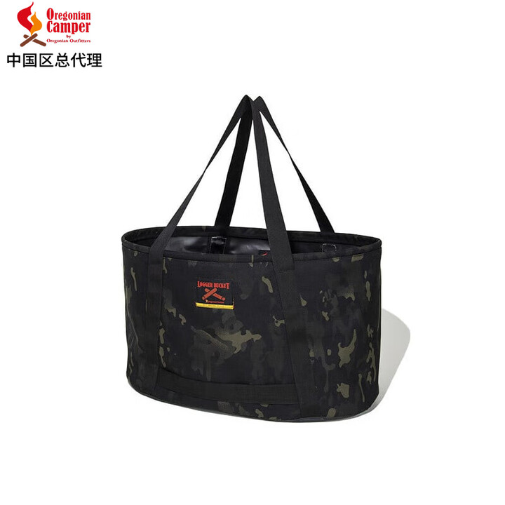 Oregonian Camper户外露营柴火收纳包600D椭圆形柴火桶便携手提拿 600D椭圆形柴火桶 黑迷彩