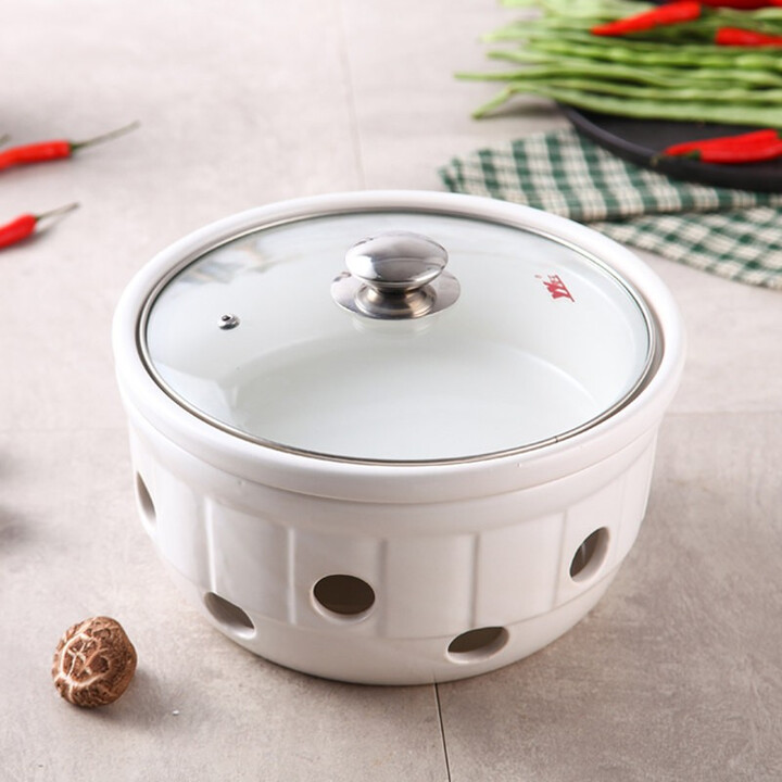 钦呈酒精炉液体固体家用酒精锅陶瓷砂锅 商用酒店小火锅干锅锅仔 白色