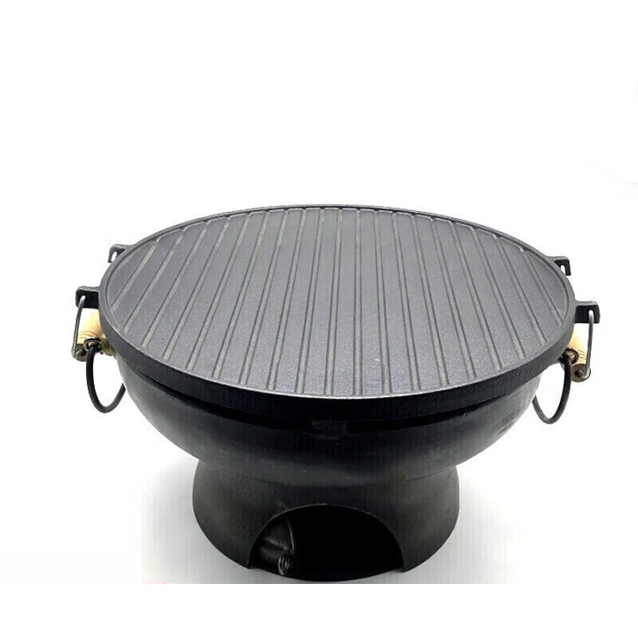 oeny【现货速发】老北京炙子烤肉炉商用木炭自助烤炉无烟烧烤炉家 40cm烤盘+炉(8-10人)