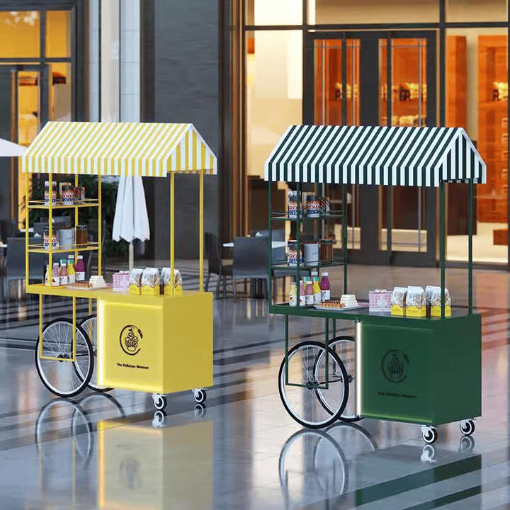 户外铁艺花车夜市小吃地摊车促销车超市摆摊车展示台售货移动餐车 颜色与尺寸订制联系客服