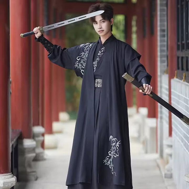 山头林村锦衣卫飞鱼服男款战国袍侠客风劲装宋制曹县cosplay剑客战术 上衣+下裙+腰带 S S【图片 价格 品牌 报价】-京东