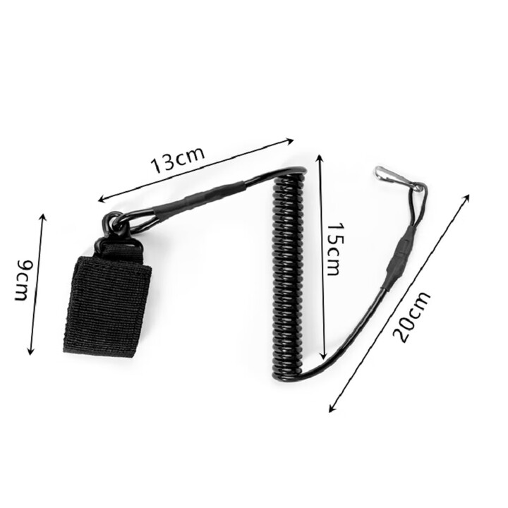 捷天下92战术伸缩枪绳防丢防抢钥匙扣枪纲不锈钢丝弹簧枪钢绳安全绳枪栓 战术枪纲绳弹簧绳黑色