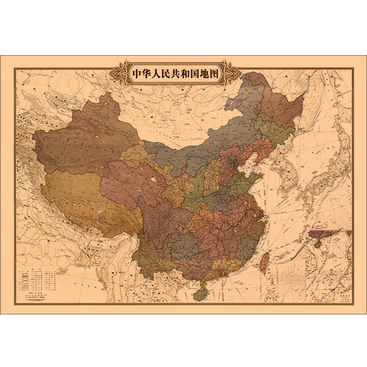 新款中国仿古地图复古牛皮纸画酒吧咖啡厅装饰画客厅挂画壁画画芯 新款中国仿古地图 82x110cm 复古专用背胶【图片 价格 品牌 报价】-京东