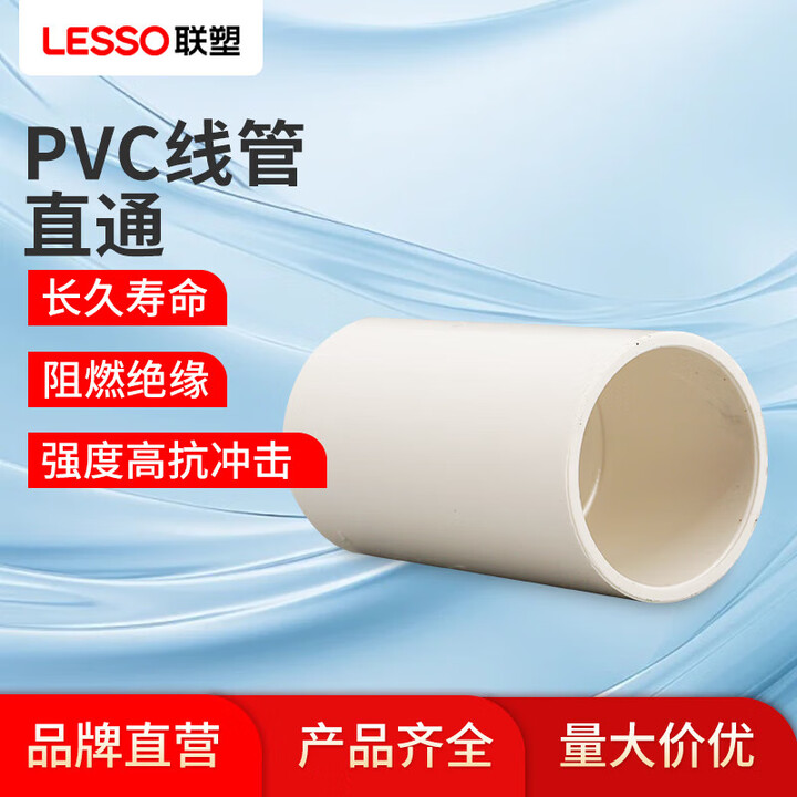 【联塑管直通(套筒)PVC电工套管配件白色 Φ20】联塑（LESSO）PVC穿线管配件 电工直接管直通(套筒)PVC电工套管配件白色 ...