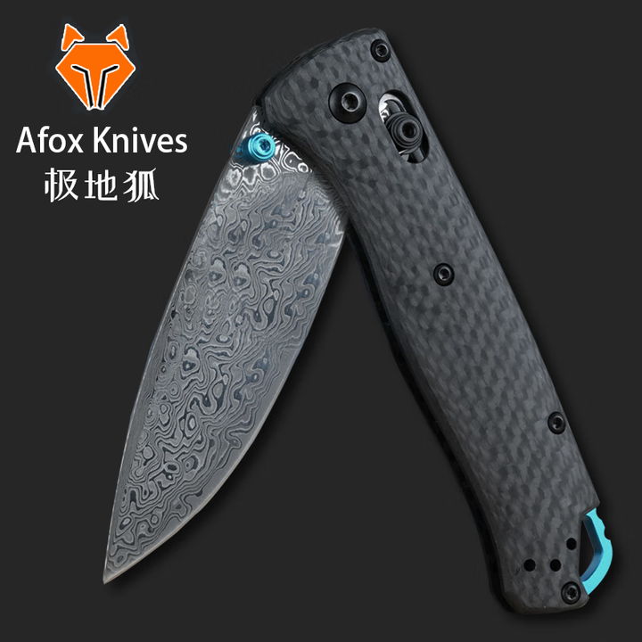 极地狐KNIVES美国狐狸 碳纤维大马士革粉末钢户外高硬度小刀EDC折叠刀