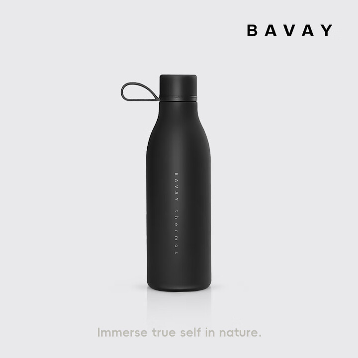 北欢bavay户外露营304不锈钢保温杯运动随行杯轻量便携登山水杯 500ML-磨砂黑