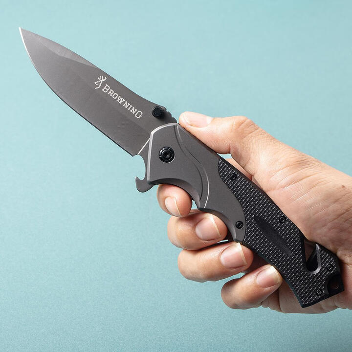 瑞士高硬度锋利折叠刀随身防身便携野外求生多功能小刀户外露营水 Fa49灰色（进口大马士革钢）