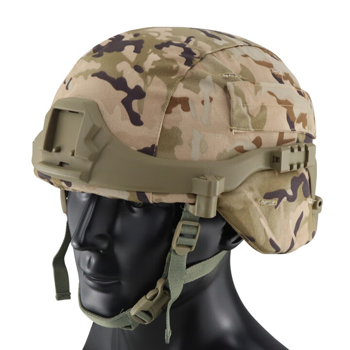 微华 新型新式导轨式M19头盔布套盔套凯夫拉头盔套魔术贴反光条帽套 带护耳 水墨冬 小号布套【不含头盔】