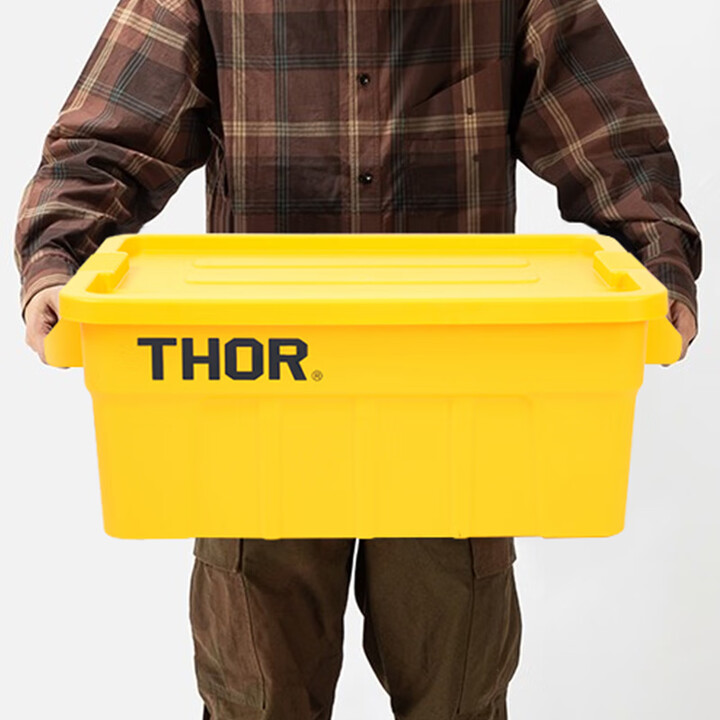 THOR日本居家用品IGT储物箱带盖户外搬运箱露营装备车载收纳箱 53升箱 黄色