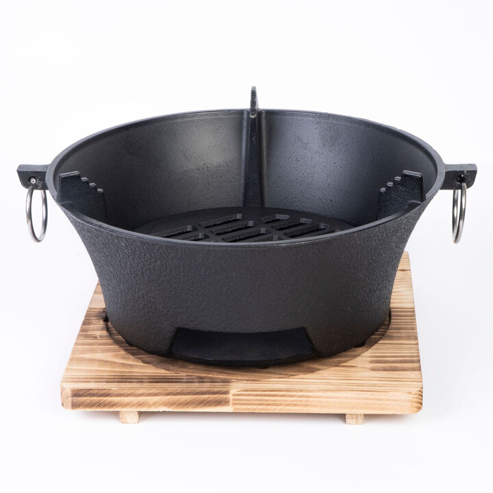 花乐集碳炉家用烧烤炭围炉炭火炉子煮茶木炭烤肉炉庭院铁炭炉便携烤肉盘 28CM碳炉+木板