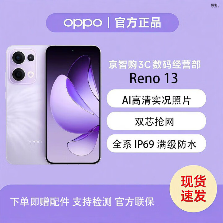 OPPOReno 13超美小直屏 AI高清实况照片   5G智能拍照展机手机 蝶蝶紫 12GB+512GB 单机+第三方充电器+店保1年