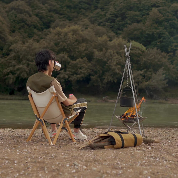 SIDADO便携户外露营焚火架台烤火架不锈钢超轻折叠烧烤架篝火炉柴火炉 标准款户外焚火架