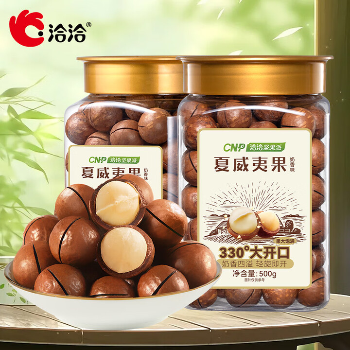 洽洽夏威夷果500g办公室小吃零食休闲坚果2罐