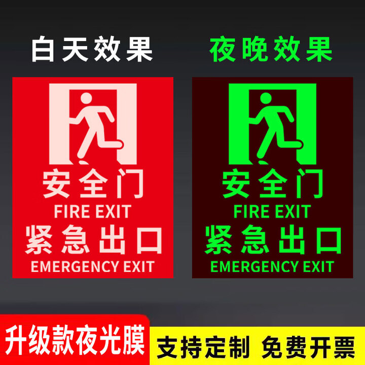 安全门标识应急出口夜光贴紧急出口指示牌消防通道标识牌绿色逃生 竖版安全门(夜光膜) 20x30cm【图片 价格 品牌 报价】-京东