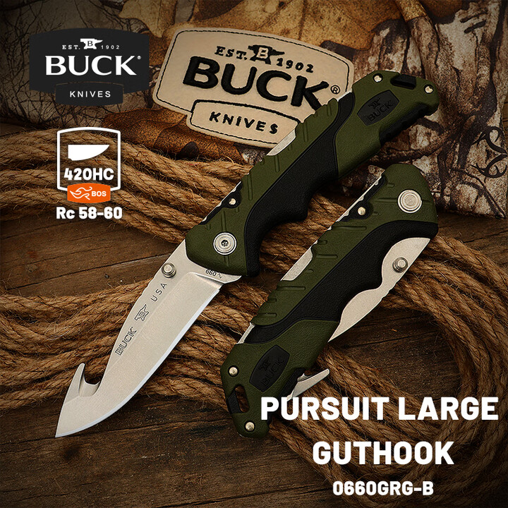 BUCK 巴克美国原装进口折叠刀户外救援GFN柄420钢材缎面表面 660GRG-B