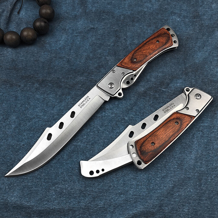 简约妮卡（jianyuenika）瑞士军士刀具长款防身折刀开刃短刀锋利户外折叠刀随身水果刀小刀 红色 60°以上 x 9.5cm x 119mm