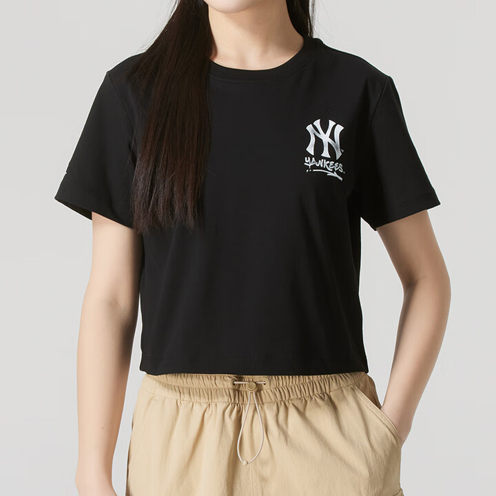 MLB官方 女款短袖26春季新款复古圆领短款纯色百搭T恤女3FTSB5153 纽约洋基队/黑色 XS 160/84A【图片 价格 品牌 报价】-京东