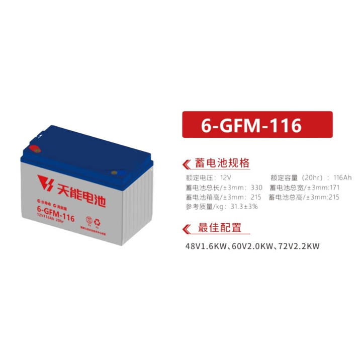 天能电池(TIANNENG BATTERY)天能6-EVF-100电池四轮电动车洗地机电叉车12V100AH80AH铅酸电瓶 胜途系列6 ...