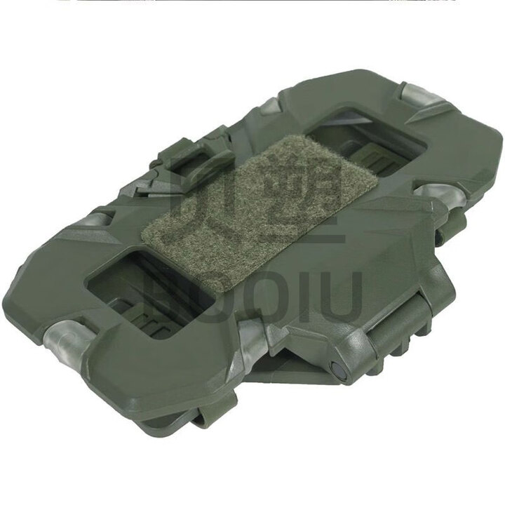 BOOIU升级款MOLLE户外战术挂载背心通用胸挂折叠战术手机支架无异味 绿色折叠手机支架