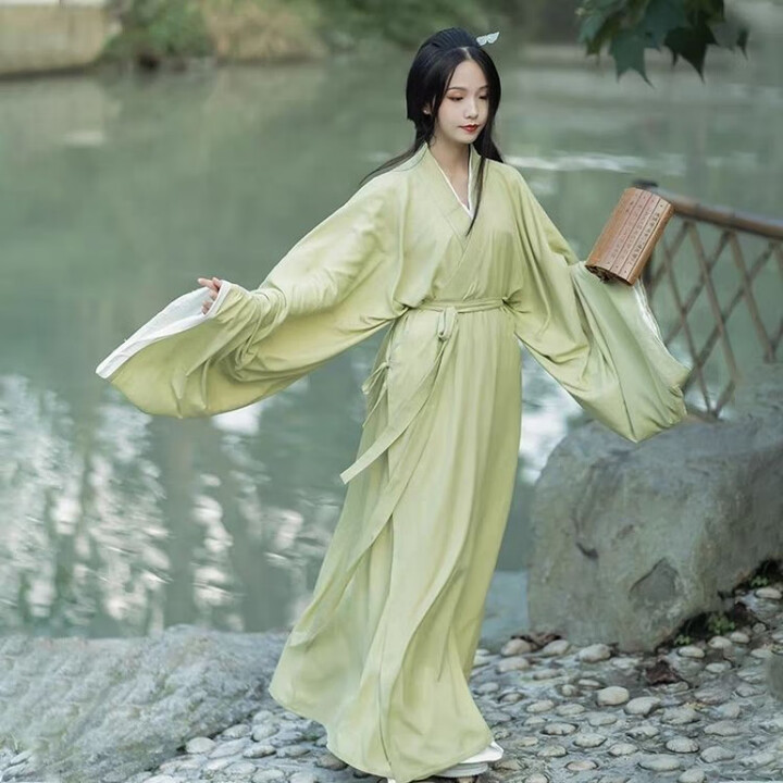 MRJEYSXS战国袍男汉服女改良直裾2025古风晋制交领襦裙秋冬款魏晋风日常古 浅绿直裾（浅绿腰带） XL【图片 价格 品牌 报价】-京东