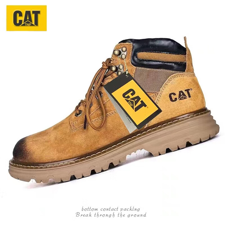 卡特(CAT)夏户外马丁靴劳保鞋头层牛皮TNF 复古工装高帮大黄靴男鞋 C20299黄棕色 41【图片 价格 品牌 报价】-京东