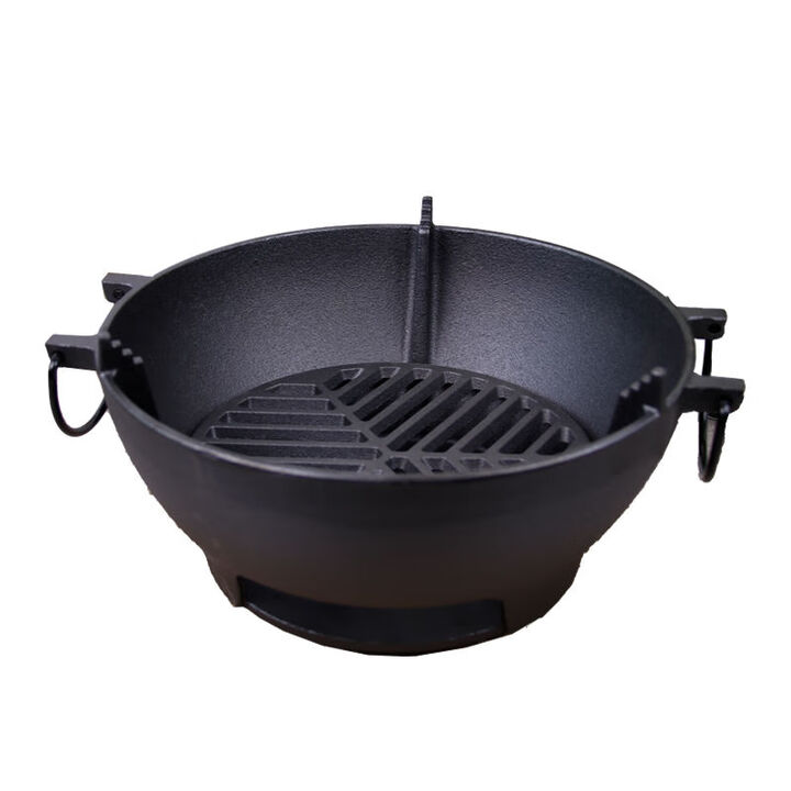 户外铸铁烤炉烧烤炉烧烤肉圆形煮茶露营木炭无涂层加厚 29cm炭火炉（单烤炉）