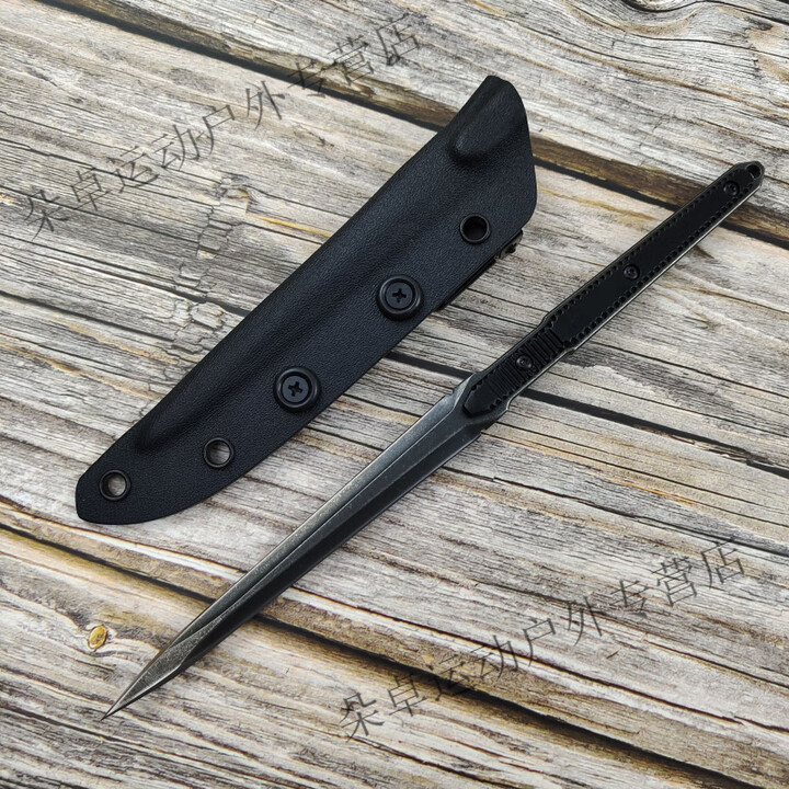 智浦达HN9破冰锥不锈钢小刀户外防身440C钢锥帐篷钉茶针K鞘多用便携刀具 黑色 60°以下 x 9.5cm x 12cm