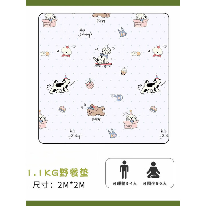 京严户外野餐垫露营垫超大便携春游野炊草坪地垫防水防潮垫折叠爬行垫 萌宠乐园【200*200cm】建议3-8人 超声波加厚野餐垫丨耐磨抗撕裂