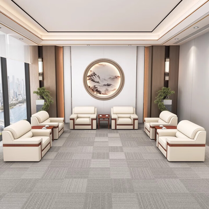 办公会议接待沙发贵宾领导接待商务洽谈会议会客室布艺皮艺沙发 双层木皮茶几【图片 价格 品牌 报价】-京东