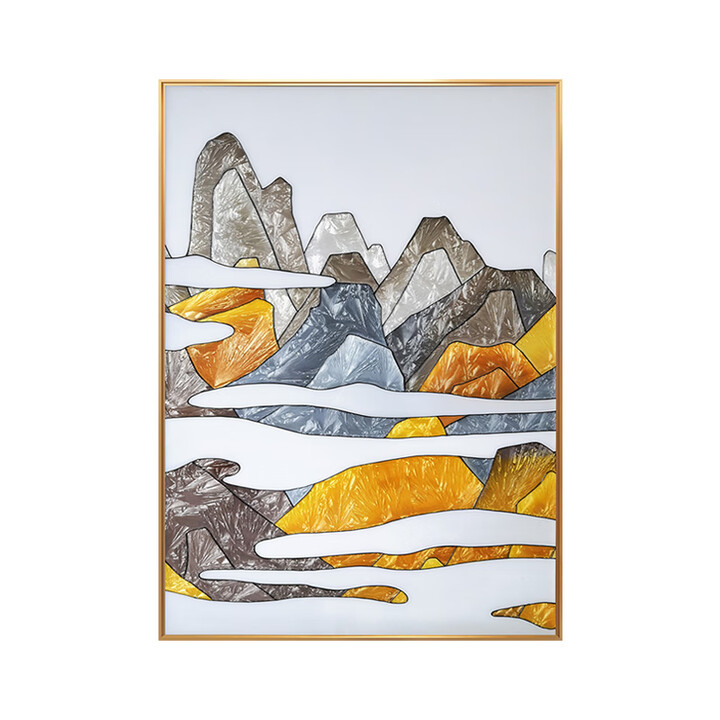 友雕YOUJIAN 珐琅彩画《云逸韵境》中式禅意现代入户玄关茶室餐厅挂画 云逸韵境A款 100*150cm纯手工珐琅彩