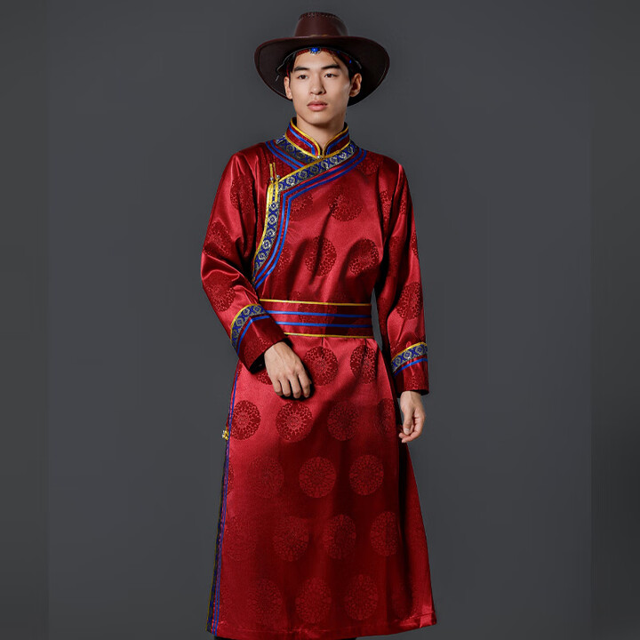 hawit草原服装男士蒙古袍日常生活装蒙古服装表演演出服装蒙古族装长款 红色 L 建议170以下130斤以内【图片 价格 品牌 报价】-京东