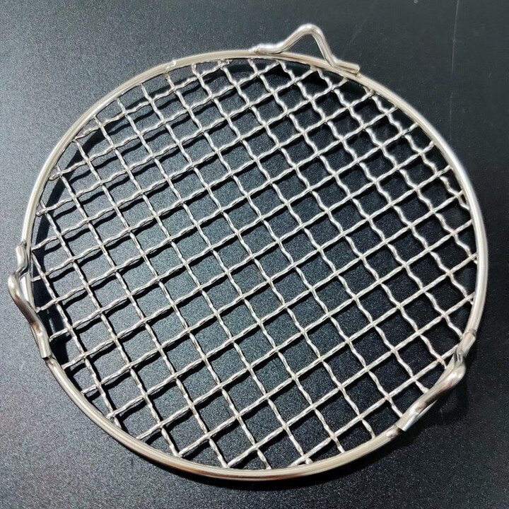 不锈钢烧烤网腿加厚沥油水熏烤肉家用空气炸锅网格架烘 不锈钢烤网带脚直径13cm