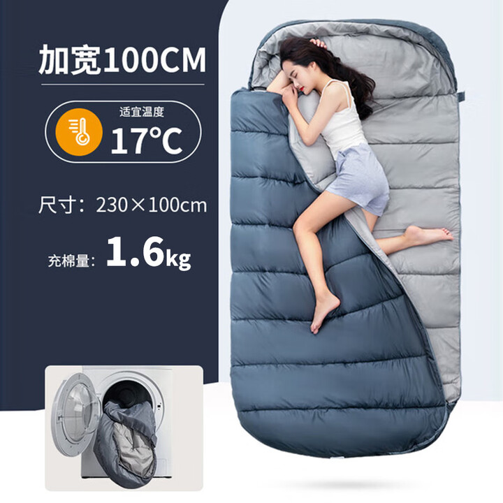 睡袋被子二合一户外成人睡袋露营四季通用双人轻量化秋冬款隔脏被 灰色睡袋1.6kg(适宜17°左右) (200+30*100CM)