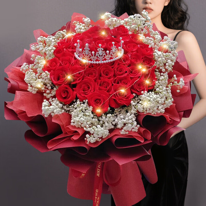 来一客鲜花速递玫瑰百合鲜花送女友表白生日礼物全国同城配送 33朵红玫瑰花束【图片 价格 品牌 报价】-京东