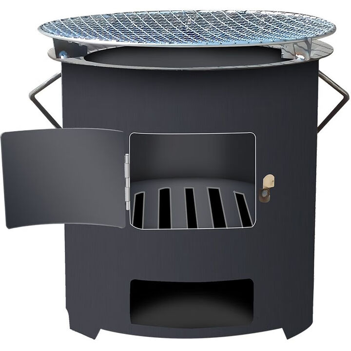 户外烤火炉烧烤围炉引火点碳桶多功能木炭炉露营野外炊具柴火炉 多功能炭火炉 烧烤+火锅/烤火/围炉煮茶 一炉多用/28公分/特厚钢+大烤网5件礼