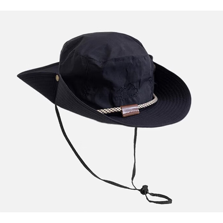 RICH YOUR HOME德国品质登山帽儿童防晒遮阳男童女孩大帽簷户外大头围牛仔渔夫 黑色(皮扣) 建议年龄5-15岁建议头围48-58cm