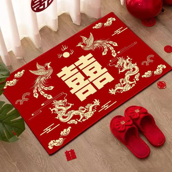 红地毯结婚喜字地垫喜庆入户门婚房门口吸水脚垫婚房布置红地毯 龙凤双喜 50cm×80cm【图片 价格 品牌 报价】-京东