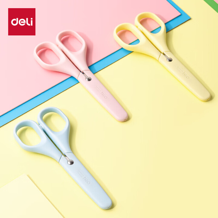 【得力（deli）6011】得力（deli）儿童剪刀安全手工剪子圆头小学生美工小剪刀文具便携剪刀一年级幼儿园3-6岁 蓝色6011【行情 报价 ...