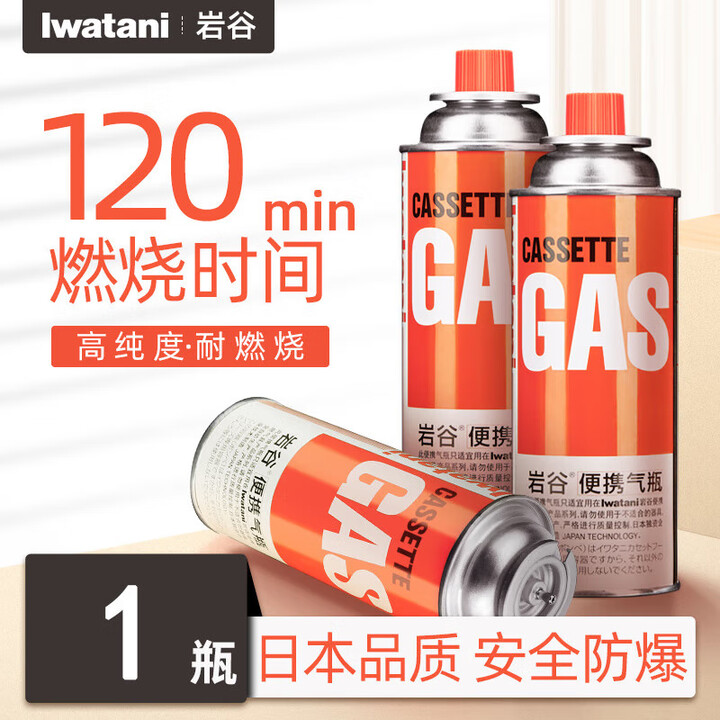 岩谷卡式炉气罐 便携户外野营烧烤丁烷瓦斯煤气罐 安全防爆气瓶 原装【250g】*1瓶+保温收纳袋