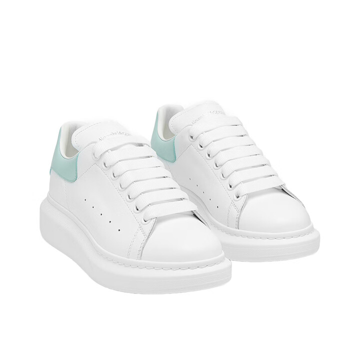 亚历山大麦昆alexandermcqueen女鞋运动鞋白色小牛皮绿尾低帮系带小白