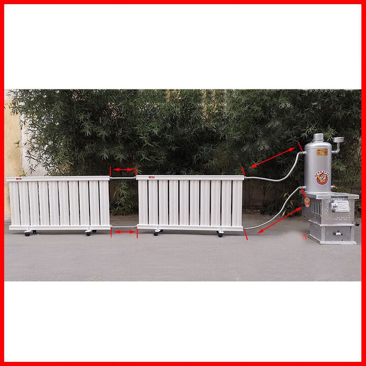 农村家用冬季取暖炉采暖炉烧炭烧煤带暖气片多功能汽化炉家用室内 大号炉带2个暖气片带循环泵