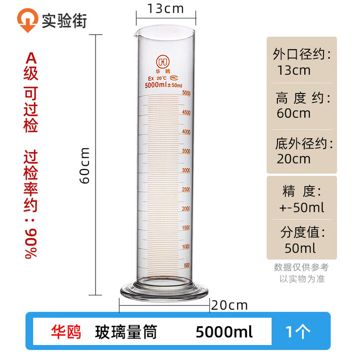 玻璃量筒蜀牛2带刻度量杯100实验室250化学500量桶1000ml大容量5L 华鸥 玻璃量筒：5000ml【图片 价格 品牌 报价】-京东