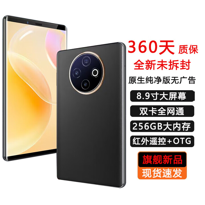 WUHADP新品手机256GB大内存8.9英寸大屏幕长续航P300全网通5G手机 黑色 12G运行+128内存